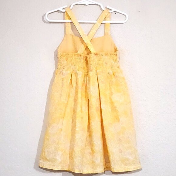 Tommy Bahama Girl's Cotton Sundress Yellow Pink Floral Bow CrissCross Back - Picture 3 of 5